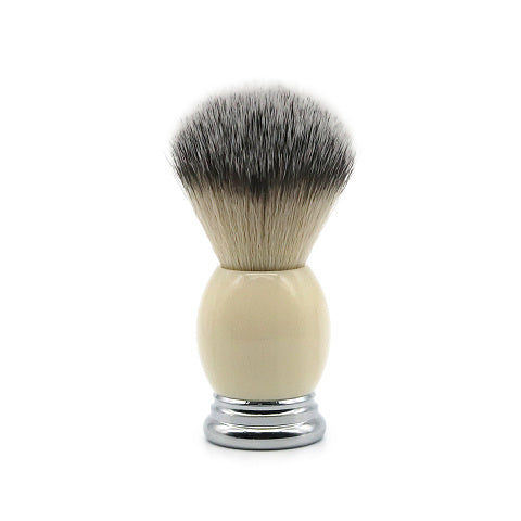 Ubersuave Eco-Razor model 18 large knot imitation ivory ball handle shaving brush (synthetic silver tip)