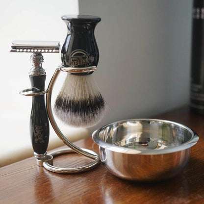 Morgan's Luxury Shave Gift Set in Wooden Box stainless steel shaving gift box