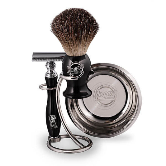 Morgan's Luxury Shave Gift Set in Wooden Box stainless steel shaving gift box