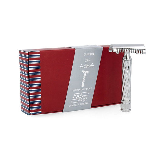 Italian FATIP shaver STORTO open bevel edge Tyrannosaurus aggressive 42138 chrome silver