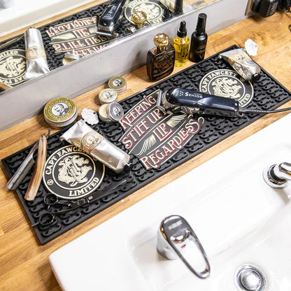 British Captain Fawcett Rubber Tool Mat for Barbers Bearded Shape Non-Slip Heat Resistant Work Mat