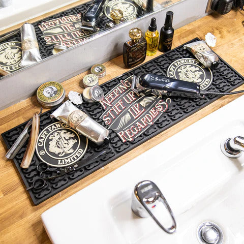 British Captain Fawcett Rubber Tool Mat for Barbers Bearded Shape Non-Slip Heat Resistant Work Mat