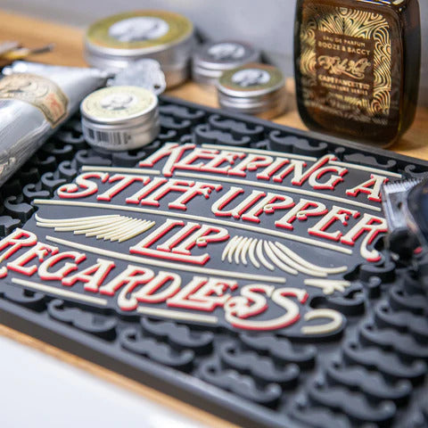 British Captain Fawcett Rubber Tool Mat for Barbers Bearded Shape Non-Slip Heat Resistant Work Mat