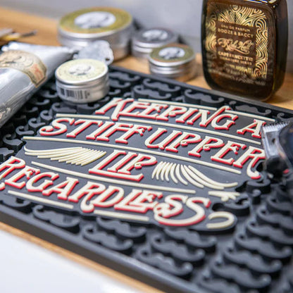 British Captain Fawcett Rubber Tool Mat for Barbers Bearded Shape Non-Slip Heat Resistant Work Mat